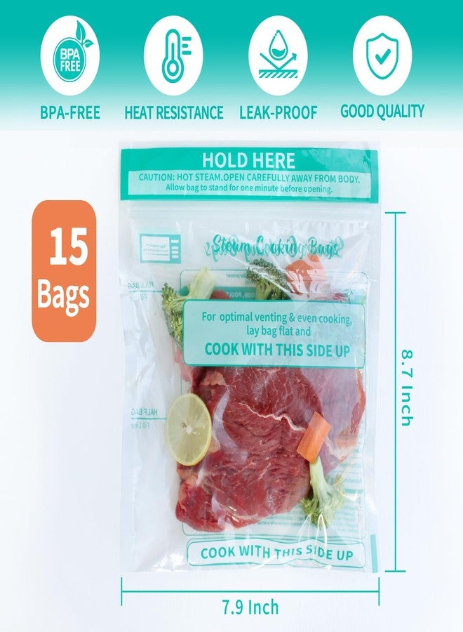 WRAPOK Microwave Steamer Bags 30 Pack Zip Steam Vegetable Cooking Bag for Potatoes Meat, 7.9 X 8.7 Inches - Image 2